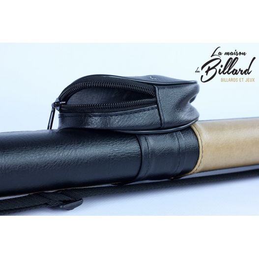 Tube rangement  ½ queue billard cuir noir et marron-1