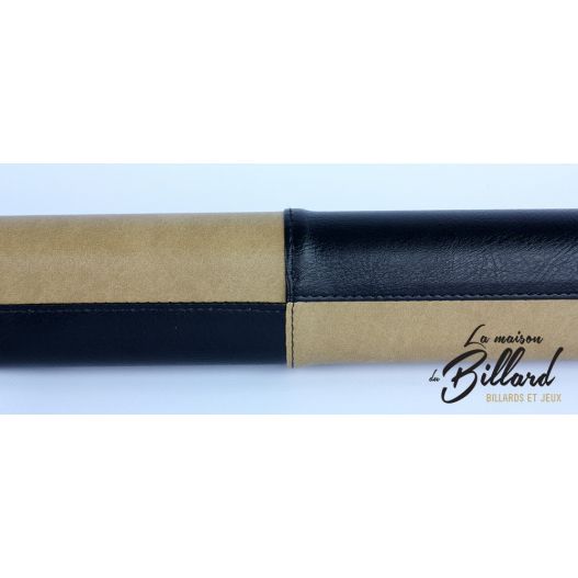 Tube rangement  ½ queue billard cuir noir et marron-2
