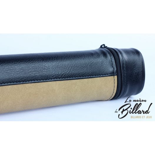 Tube rangement  ½ queue billard cuir noir et marron-3