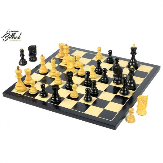 Jeu d’échecs Zagreb – 45 cm – Finition ébène et buis, marqueterie haut de gamme-3