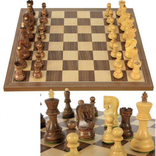 Jeu Échec Zagreb 45 cm Buis/ Acacia en Bois Massif-1