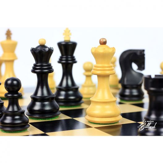 Jeu d’échecs Zagreb, 40 cm en Finition ébène et buis, marqueterie haut de gamme-1