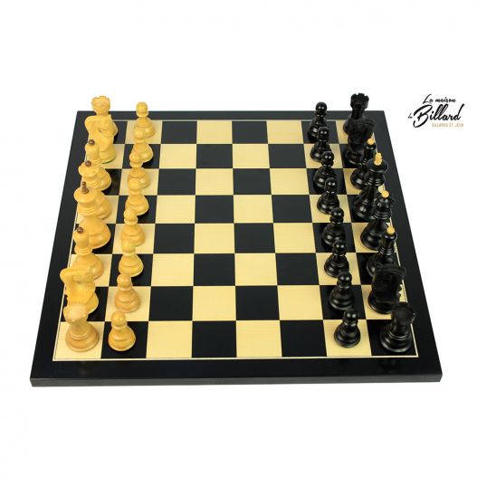 Jeu d’échecs Zagreb, 40 cm en Finition ébène et buis, marqueterie haut de gamme-3