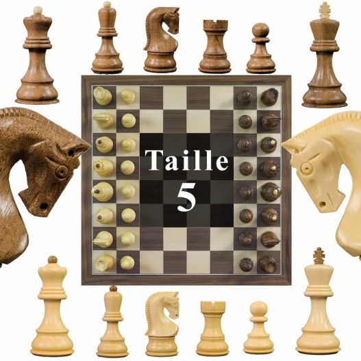 Jeu Échec Zagreb 38 cm  Acacia/Buis en bois massif-2