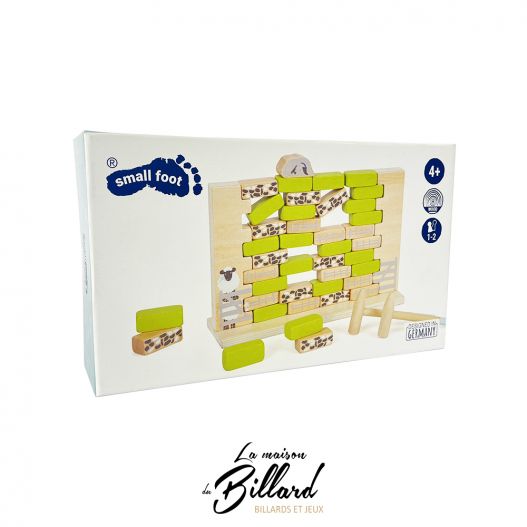 Boîte de jeu en bois Small Foot avec un mur de briques vertes et imprimées d'animaux, destinée aux enfants à partir de 4 ans