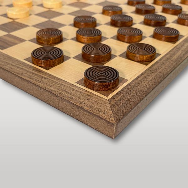 Le beau petit jeu de dames 29cm (personnalisable) Noyer et érable-1