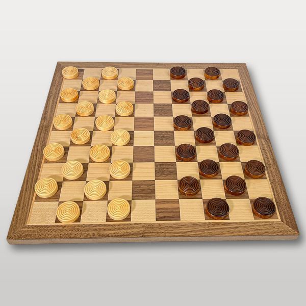 Le beau petit jeu de dames 29cm (personnalisable) Noyer et érable-2