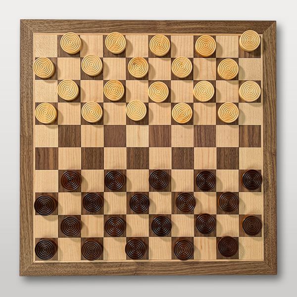 Le beau petit jeu de dames 29cm (personnalisable) Noyer et érable-3