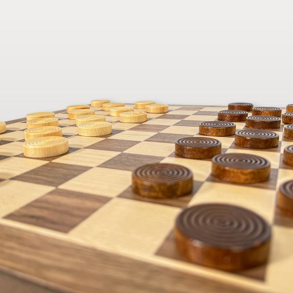 Le beau petit jeu de dames 29cm (personnalisable) Noyer et érable-4