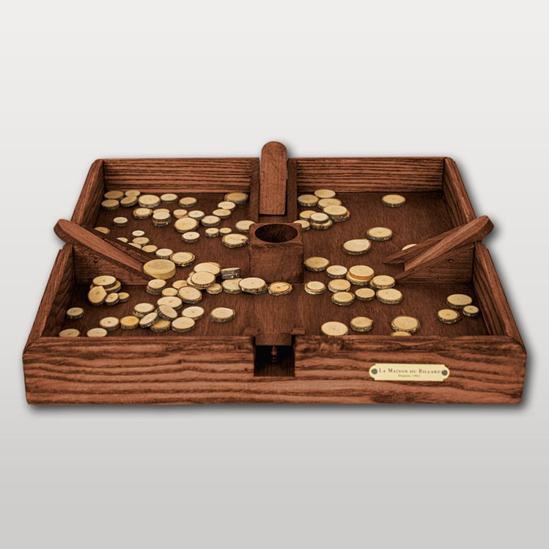 jeu de puce en bois avec pions