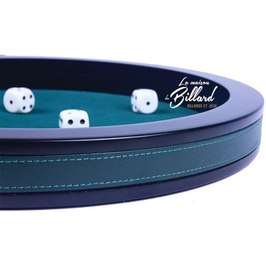 Piste de dés bois et simili cuir vert-1