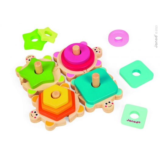 Tortues Puzzle Formes - Jouet en bois Éducatif pour Éveiller les Sens des Enfants-1