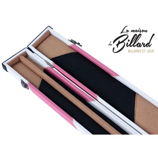Boitier queue billard Rose et blanc ½-3