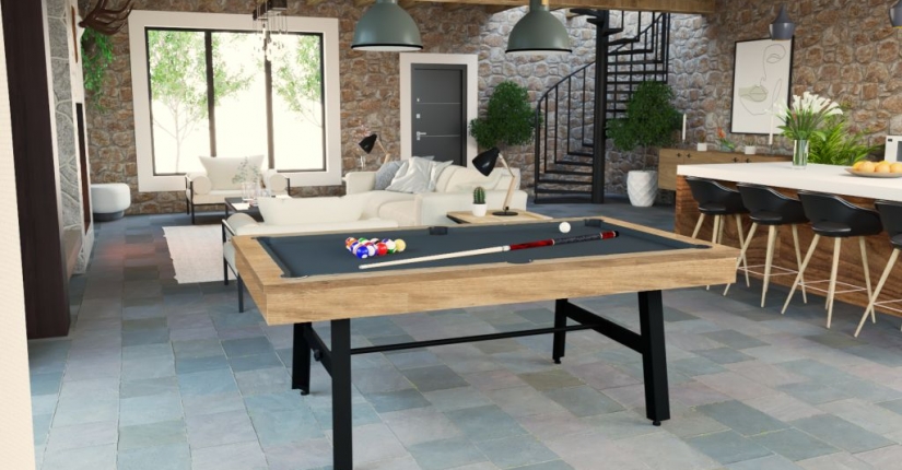 Aménager son espace table de billard convertible, dans une ferme rénovée